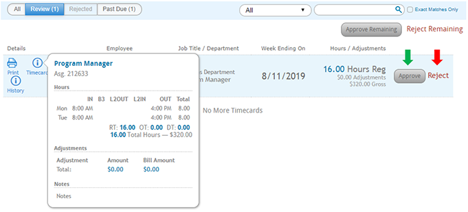Approving Webcenter Timecards